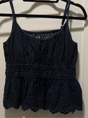 GAP Denim Eyelet Peplum Cami